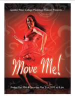 Program booklet for Golden West College's 2011 "Move Me" dance performance event.
